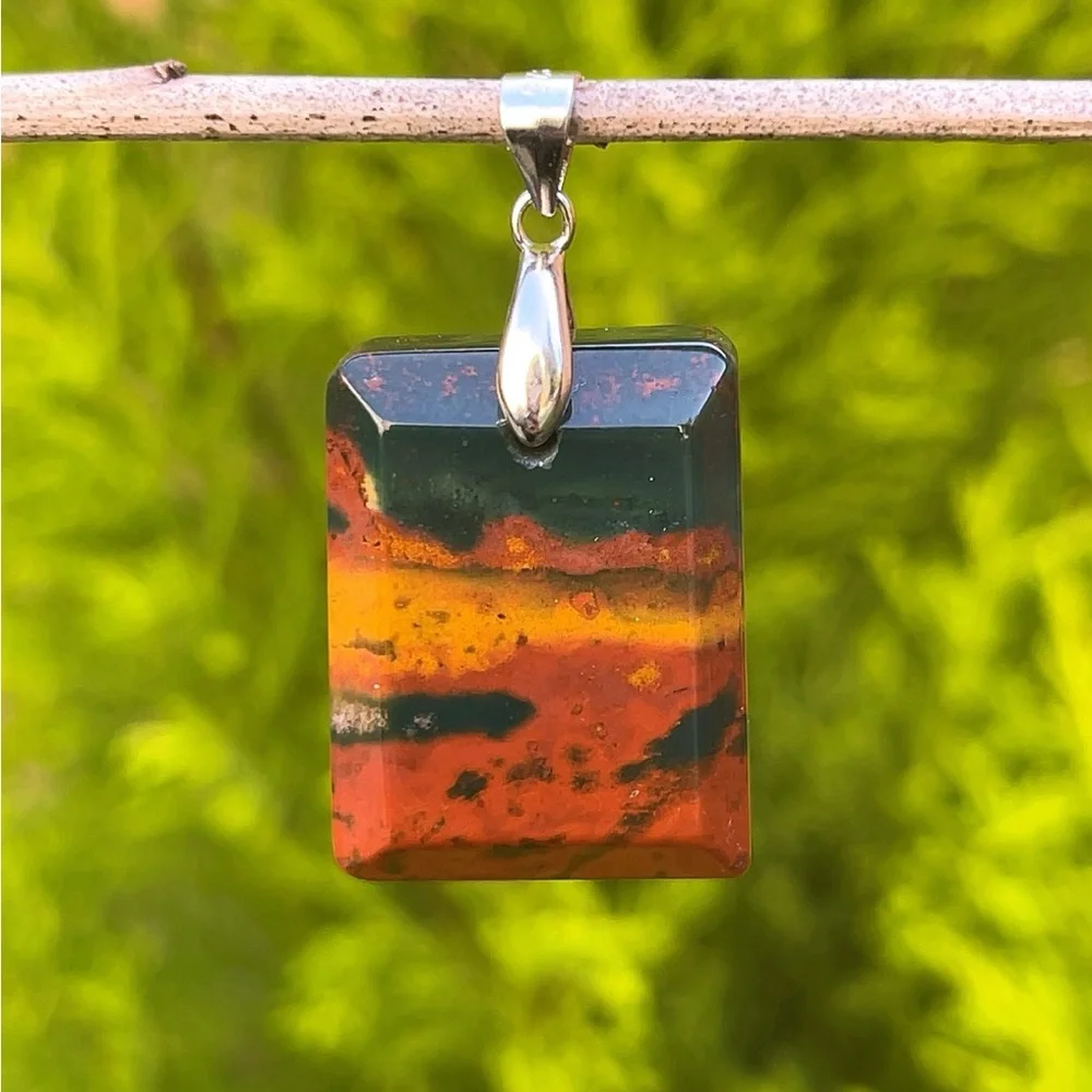 Multicolor Rectangular Pendant Necklace - Picture 4 of 5